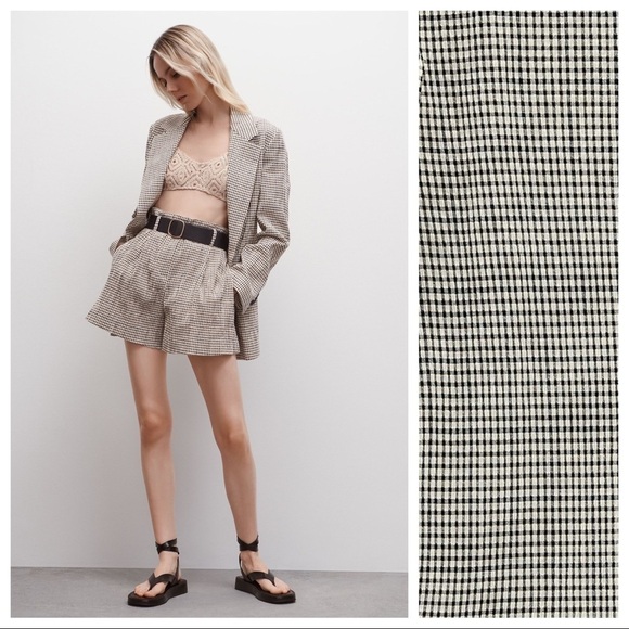 NWOT. Zara Black/Cream Check Double Breasted Blazer/Jacket. Size XS. - Picture 3 of 10